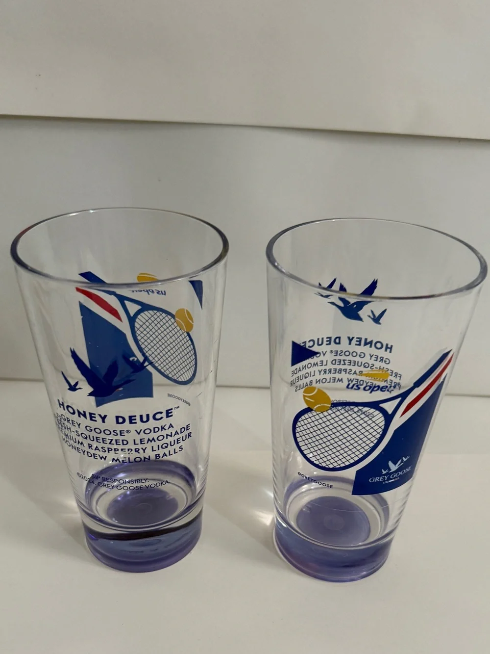 US Open 2024 Honey Deuce Blue Tennis Glass - Set of 2